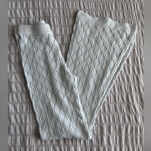 Forever 21 Cream Bellbottom Knit Sheer Lounge Pants (M)